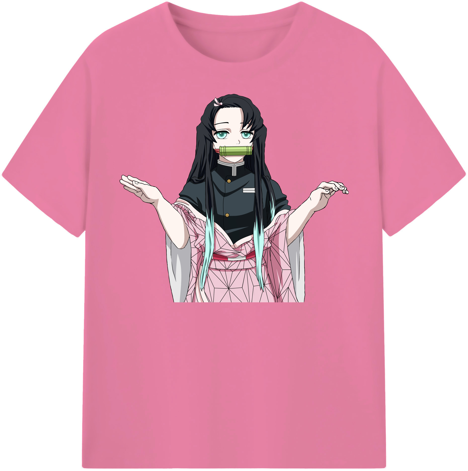 （画像用） 鬼滅の刃（きめつのやいば）竈門 禰󠄀豆子／かまど ねずこ Kamado Nezuko 綿100％半袖Tシャツ（フロントプリント）
